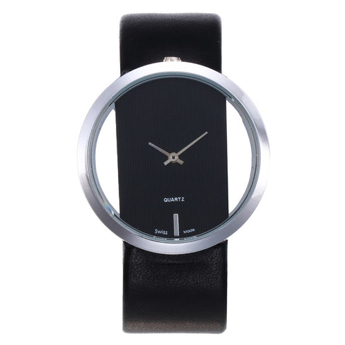 Minimalist Unisex Quartz Watch with Leather Strap