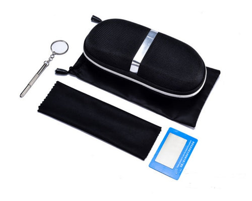Hard Shell Eyeglasses Case with Cleaning Cloth – Black