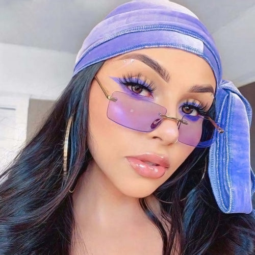 Slim Rimless Rectangle Sunglasses