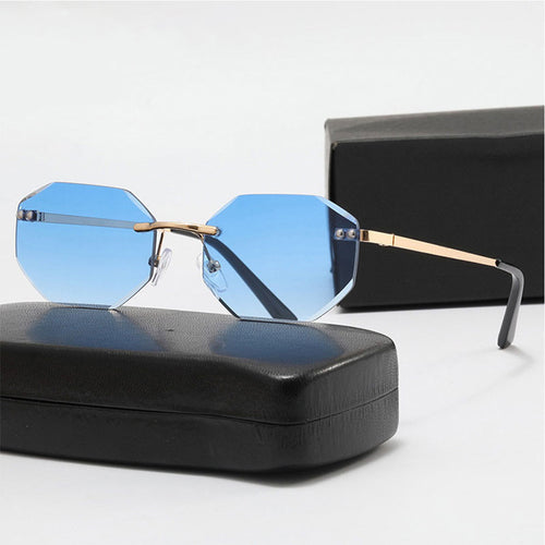 Luxury Frameless Polygon Metal Sunglasses UV400