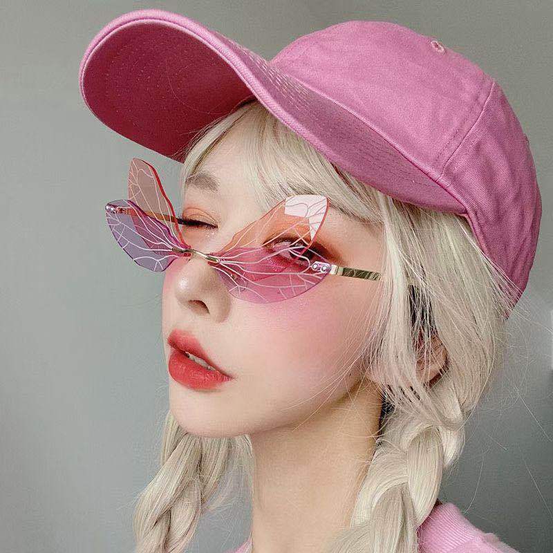 Butterfly Wing Rimless Sunglasses